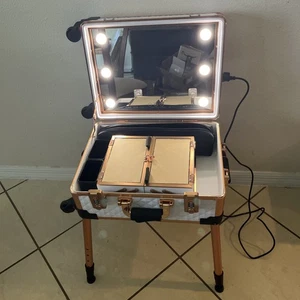 Rolling Makeup cases Makeup Artist Train Box cosmetic Bluetooth suitcase LED - Picture 1 of 10