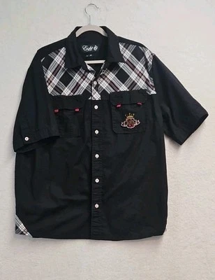 Eight 732 Shirt Mens XXL Short Sleeve Button Up Black Western Rock Classic EUC  - Image 1 of 4