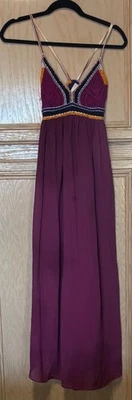 Maxi Vestido Boho Anthropologie Maeve Violeta Puesta de Sol Púrpura Crochet Talla XS Foto 1 de 4