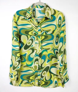 Damenbluse Art To Wear abstrakt pychodelisch kunstvoll geknöpft Langarm Größe Medium - Bild 1 von 6