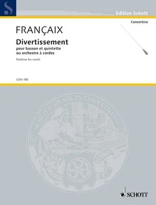 Divertissement Jean Françaix Score Bassoon and String Quintet Or String Orchestr - Image 1 of 2