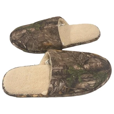 Realtree Mens Green & Brown Camo Slippers Slip-In Scuffs - Изображение 1 из 3