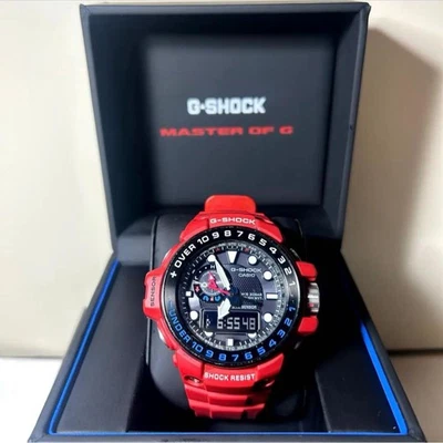 Rádio de resgate masculino [quase perfeito] Casio G-Shock Gulfmaster GWN-1000RD-4AJF VERMELHO  - Imagem 1 de 4