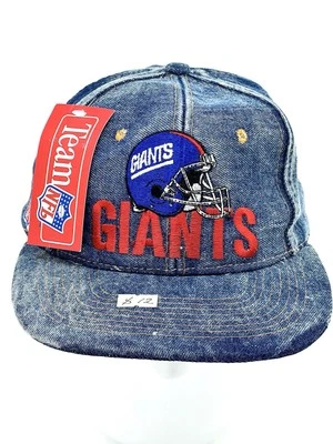 Vintage NY Giants Hat 90s Team NFL Snapback. Denim By Universal New with Tags - Image 1 of 4
