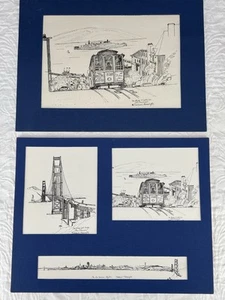 Vintage Sketches of San Francisco Sites Diarmuid Harrington Landmarks Signed - Picture 1 of 20