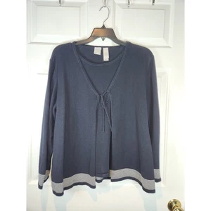 2X Women's Emma James Navy Blue Long Sleeved 1 Piece Sweater Liz Claiborne Co - Picture 1 of 6