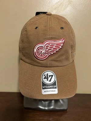 Detroit Red Wings Carhartt x ‘47 Clean Up Hat Duck Cloth Brown OSFM NEW SAMPLE - Image 1 of 4
