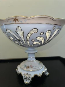 Antique Paris Porcelain Pierced Footed Compote/Centerpiece/Fruit Bowl Gold Trims - Picture 1 of 16