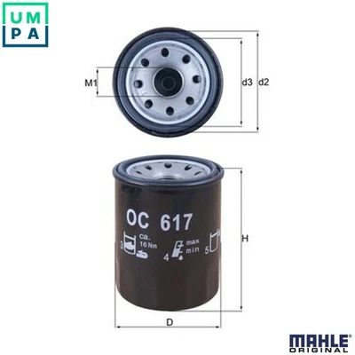 OIL FILTER OC 617 FOR ACURA HONDA BR-V/SUV CRX/III/Mk LOGO CROSSTOUR INSIGHT MDX - Image 1 of 4