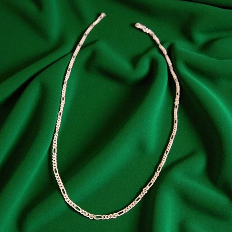 silberne Halskette aus Stahl mit Karabinerverschluss ca.3mm stark / 61cm lang - Bild 1 von 4