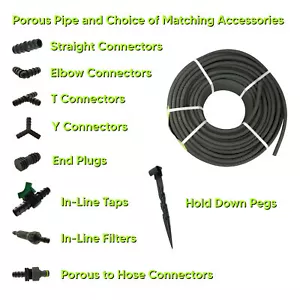 Porous Pipe Soaker Hose Leaky Pipe & Choice of Accessories Watering Kit Set - Picture 1 of 20