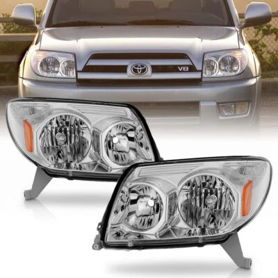 Conjunto de faros Toyota 4Runner 2003-2005 par carcasa cromada reflector ámbar Foto 1 de 4
