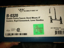 T&S B-0320 Double Pantry Faucet, Deck Mount, 8" Centers, Swivel/Rigid Gooseneck,