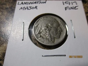 1917 BUFFALO NICKEL FINE MAJOR LAMINATION ERROR KK8 - Picture 1 of 4