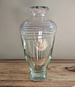 Vintage Hand Blown Glass Vase Spiral Swirl Detail Art Glass Mauve Pink 20cm EXC - Picture 1 of 7