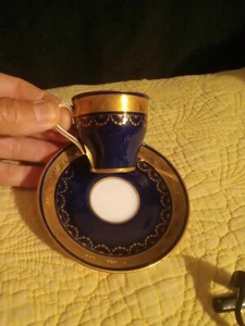 Minton G6192 Pattern Cobalt & Gold Encrusted Demitasse Cup & Saucer New York - Picture 1 of 5