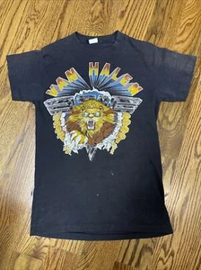 Vintage 80s 1982 VAN HALEN Live Rock Concert Tour T SHIRT Paper Thin Burnout S M - Picture 1 of 10
