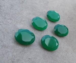 NATURAL GREEN ONYX OVAL SHAPE FACETED CUT CALIBRATED LOOSE GEMSTONES ALL SIZES