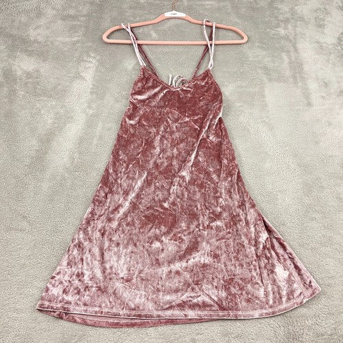 Lulus Mini Abito Velluto Schiacciato Donna XS Rosa Croce Schiena Barbiecore San Valentino