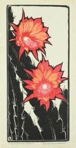 Cactus Flower Arie Zonneveld 1930 Botanical Woodcut Minimal Decor Art Print - Picture 1 of 2