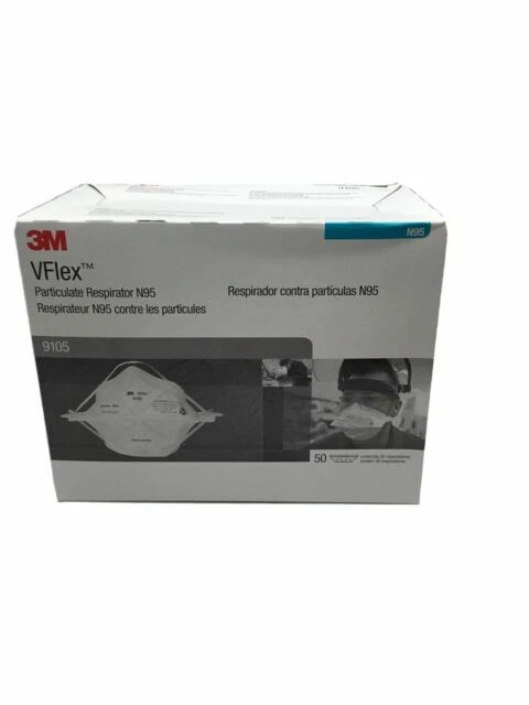 3M 9105 N95 VFlex Particulate Respirator Mask, Regular - Box of 50