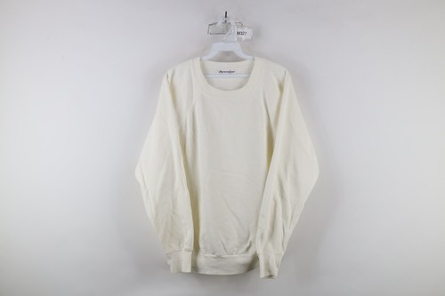 OFF WHITE Felpa girocollo vintage anni 90 streetwear donna grande bianca raglan USA