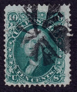 US Scott 96, 1868 Washington, 10c blue green, FINE USED *Fancy Cancel* - Picture 1 of 1