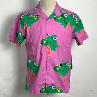 Camisa Obey Para Hombre SS Orgánica Tejida Abotonada Hombre Rana Rosa Salvaje Talla M Nueva Con Etiquetas Foto 1 de 2