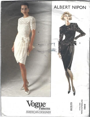 Vogue Designer Sewing Pattern 2492 Albert Nipon Dress and Top, Size 12-16, Uncut - Image 1 of 3