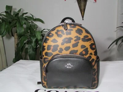Mochila de cancha Coach Signature de lona con estampado de leopardo CN764 silla de montar ligera multi nueva con etiquetas Foto 1 de 4