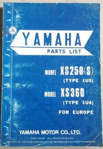 Genuine Yamaha In Good Condition XS 250 (S)/XS 360 1977 Parts List Book - Picture 1 of 2