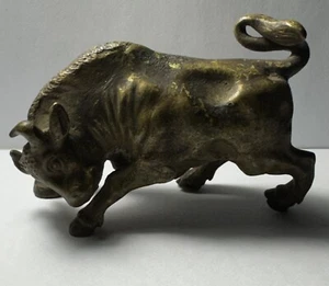 Vintage Very Rare Solid Brass Bull Figurine 3”x1.75” 248 Grams - Picture 1 of 5