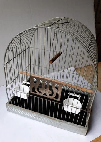 Hendryx Bird House Cage Metal with Swing and Stick Vintage mid century Pre Owned Cover