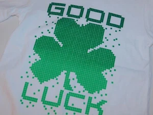 Boy St Patricks Day White Shirt Good Luck Clover XS 4 5 - Picture 1 of 5