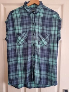 Rails Britt kariertes grün marine kariertes kariertes Flügelärmel Hemd Oberteil Gr. S - Bild 1 von 5