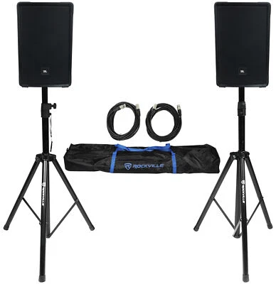 (2) Altavoces PA portátiles JBL IRX112BT 12" 1300w alimentados para DJ con Bluetooth + soportes Foto 1 de 4