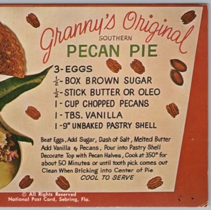 Receta original de pastel de nuez moscada del sur de la abuela de colección con postal publicada con Bradley - Imagen 1 de 8