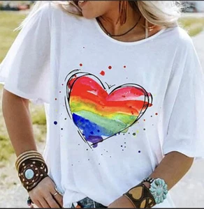 Rainbow Heart Graphic Tee XL - Picture 1 of 2