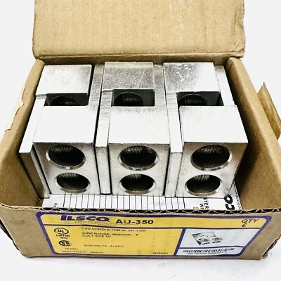 BOX OF 6 ILSCO TWO CONNECTOR MECH. LUG AU-350 AL9CU - Image 1 of 4
