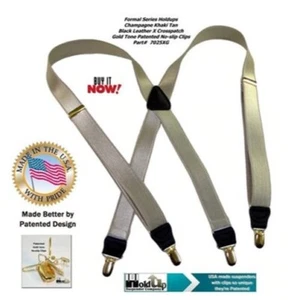 Holdup Brand 1in Wide Undergarment Hidden Suspenders in Champagne X-back XL Gold - Picture 1 of 6