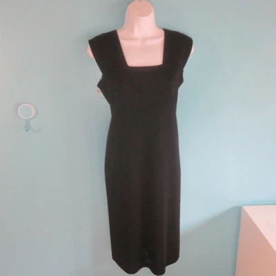 Misook Womens Size M Black Acrylic Pullover Square Neck Sleeveless Sheath Dress - Image 1 of 4