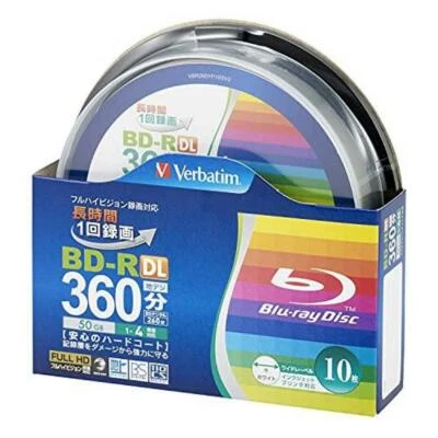 MITSUBISHI Verbatim Blank Blu ray Disc BD-R DL 50GB 10 Discs VBR260YP10SV2 - Image 1 of 2