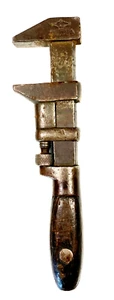 Antique W&B (Whitman and Barnes) 10 Inch Smooth Jaw Wrench with Wood Hand Grips - Picture 1 of 7