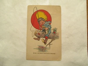 Postcard A fish in hand Worth two in Brook Comic - Picture 1 of 2