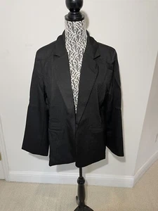 Ruiyigge Womens Size XXL Open Front Lined Blazer Jacket Black Long Sleeve - Picture 1 of 14