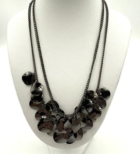 Doppelte schwarze Kette mit Rotguss Tonscheiben Halskette - Bild 1 von 4