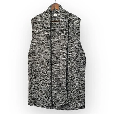 Gap Textured Sleeveless Cardigan Sweater Women Size XL Black White 100% Cotton - Image 1 of 4
