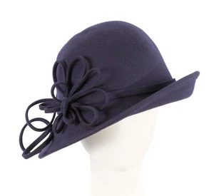 Navy bucket cloche felt hat by Max Alexander. RRP: 149.95 -100% Aussie Seller - Picture 1 of 6