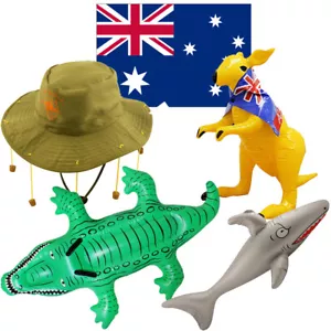 AUSTRALIA AUSTRALIA DÍA DISFRAZ DECORACIÓN FIESTA CONJUNTO BANDERA SOMBRERO INFLABLE - Imagen 1 de 8