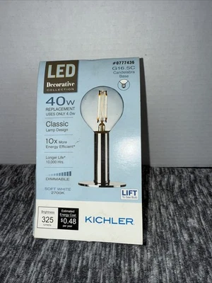 LIGHT BULB LED Kichler Decorative Collection 40-Watt SOFT WHITE G16.5C - Image 1 of 3